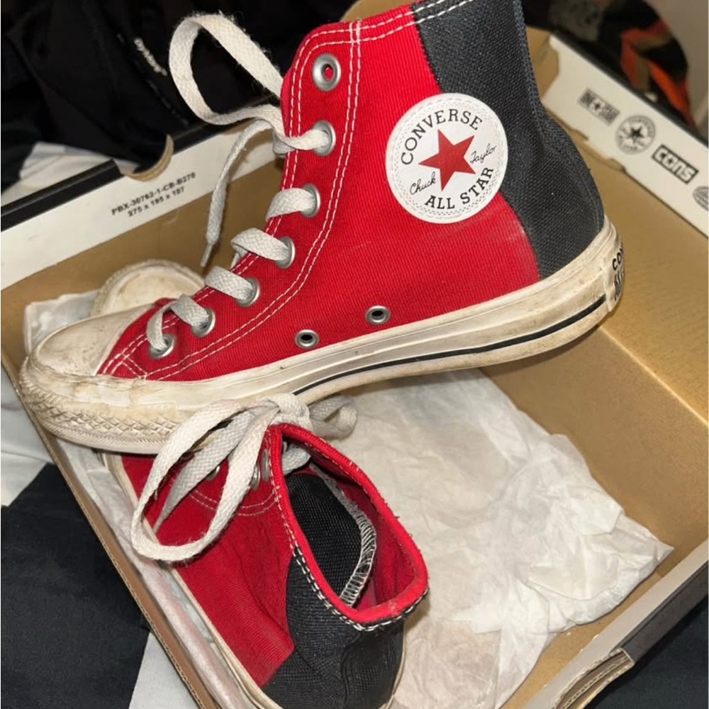 Converse Red and Black High-Top Sneakers